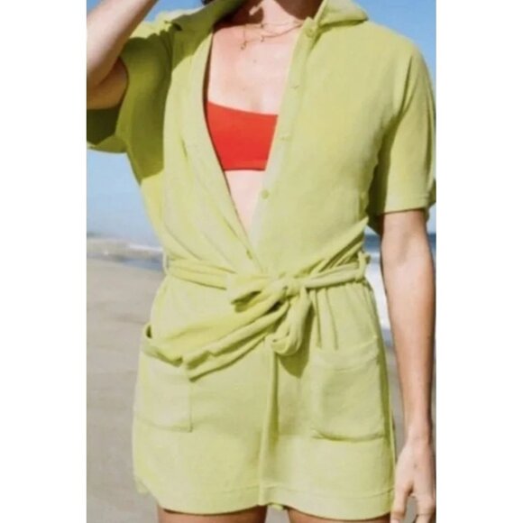 Andie The Button-Up Romper Women's Size S Yellow New With Tags! - Picture 1 of 5